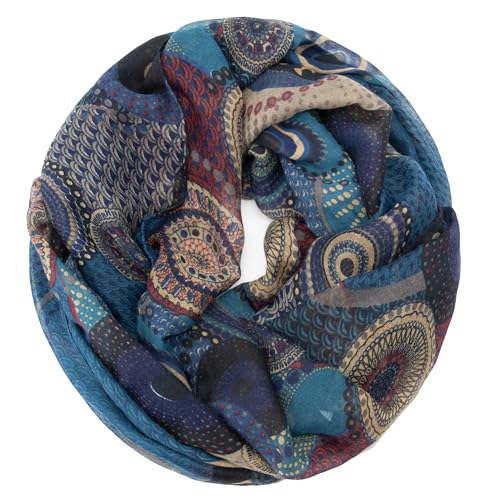 Gloop Damen Schal Loop Schal Feinstrick Loop mit Ethno Punkte Muster