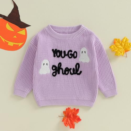 Toddler Baby Boy Girl Halloween Outfit Knitted Sweater Pumpkin Embroidered Pullover Tops Fall Winter Clothes2