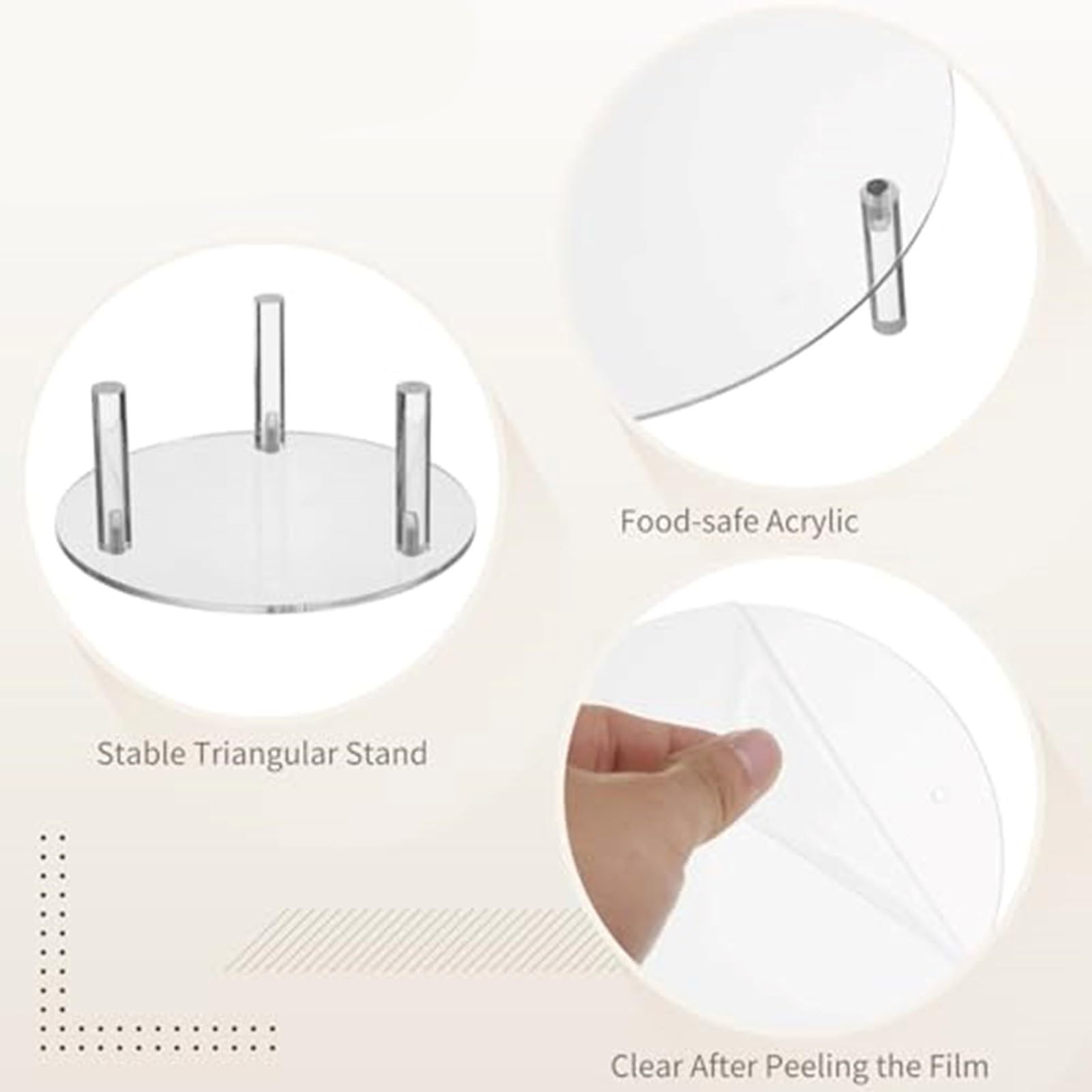 Présentoir à gâteaux rond en acrylique transparent à 3 étages Parfait pour les desserts, les fruits et les pâtisseries Facile à nettoyer