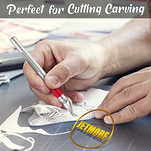 Jetmore 42 Pack Craft Knife Kit, 2 Pcs Exacto Knife Hobby Knife Precision Cutter With Silicone Handle, 40 Pcs #2 Hobby Knife Blades, Exacto Knife Set For Diy, Cutting, Carving #TOP5
