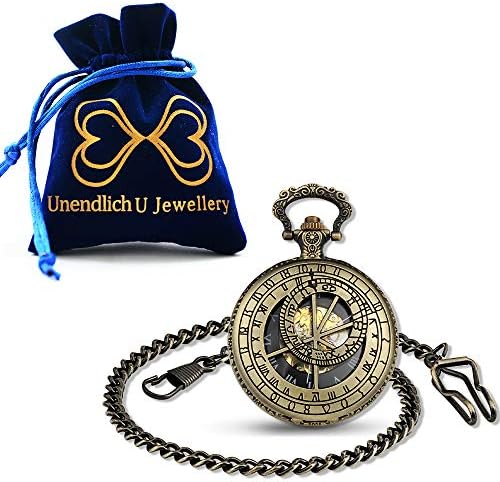 Unendlich U Fashion Retro handopwindend mechanisch zakhorloge Chinese draak totem wit/zwarte wijzerplaat hol skelet kettinghorloge trui halsketting geschenkdoos voor Kerstmis Vaderdag, zilver, vintage