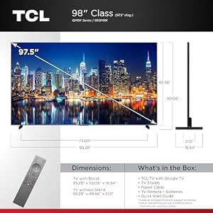 TCL 98 Inch Class QM8K Series | Mini LED QLED 4K HDR | 98QM8K, 2025 Model | 120HZ-144HZ Anti Reflective Wide Angle Screen Smart Google TV Dolby Atmos | Voice Remote Alexa Gaming Streaming Television — photo 2 of 6