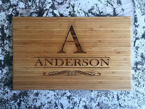 Personalized Gifts Couples Cutting Board (Anderson Design) - Wood Cutting Boards Bridal Shower, Housewarming, and Wedding Gifts (11 x 17 Single Tone Bamboo Rectangular)