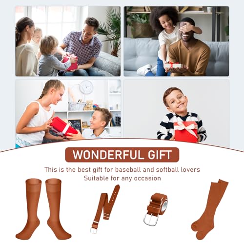 Image of Zhanmai Baseball Belt and Socks Combo, Adjustable Elastic Belt and Softball Socks, Multiple Sizes for Youth Boys Girls, Adult