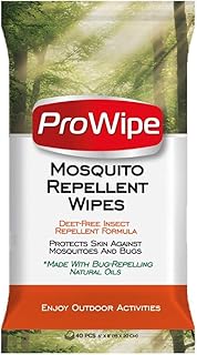ProWipe Mosquito Repellent Wipes – DEET-Free Natural Insect Repellent with Essential Bug-Repelling Oils