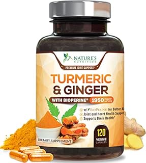 Turmeric Curcumin with BioPerine & Ginger 95% Standardized Curcuminoids 1950mg - Black Pepper for Max Absorption, Natural Joint Support, Nature's Tumeric Extract Supplement Non-GMO - 120 Capsules