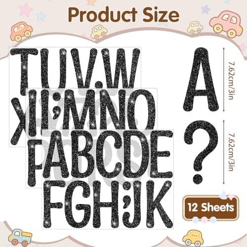 Image of Glitter Letter Stickers, 3 Inch Large Letters for Poster Board (Black) | 160 PCS,Self-Adhesive,Vinyl Alphabet Stickers,Bulletin Board Letters for Classroom,Party,DIY Crafts,Home,Office,Mailbox Decor