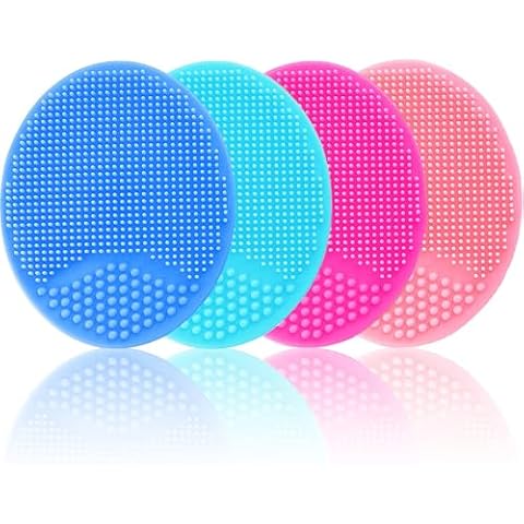 Face Scrubber, Facial Exfoliator, Face Scrub Brush, Soft Face Brush, Silicone Facial Cleansing Brush, Face Exfoliator Blackhead Acne Pore Cradle Cap Face Wash Brush for Deep Cleaning Care Skin 4 Pack Cover