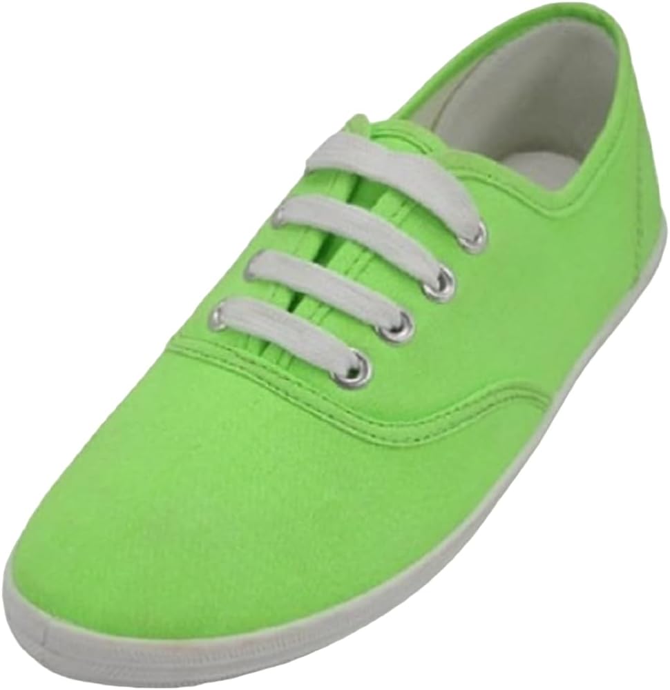 Easy USA - Womens Canvas Lace Up Shoe with Padded Insole 6 Green