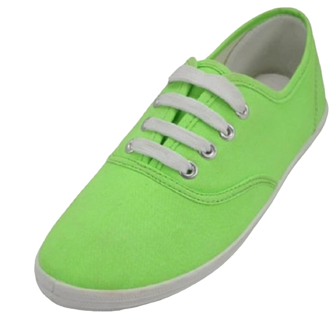 Easy USAEasySteps Women's Canvas Lace Up Shoes with Padded Insole, Neon Green, US Women's 7 B(M) US, Green, 7