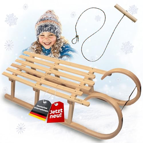 Hörnerrodel 120 cm für 2 Personen - Holzschlitten - massivem...