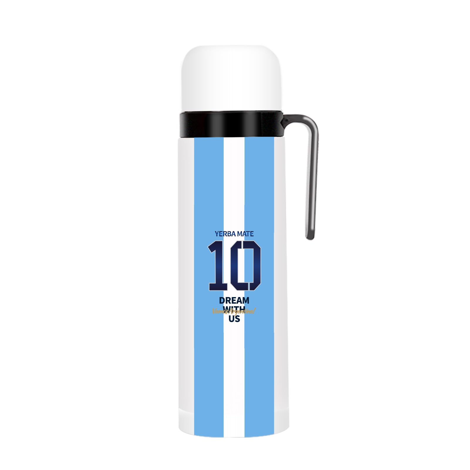CUOPRU Botella de acero inoxidable de doble pared aislada al vacío para yerba mate, café, agua, té, 32 onzas, sin BPA, estilo Capitán de Argentina NO.10