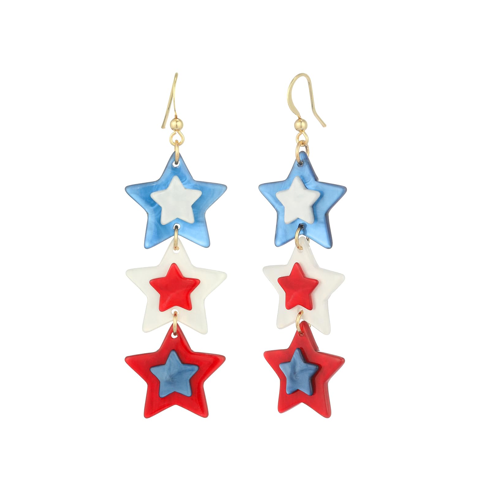 Madison Tyler Americana Collection Jewelry | Red White Blue Star Stud Dangle Earring | 4th of July Americana Flag Earrings | Independence Day