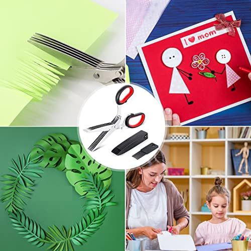Herb Scissors, Multifunctional 5 Blade Kitchen Scissors with Lid and Cleanup Comb, Stainless Steel Shears for Chopping Chives and Parsley