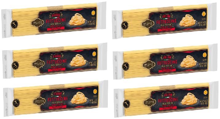 Italian Fettuccine Pasta Macaroni Bronze Cut (6 Packs, 16 oz. each)