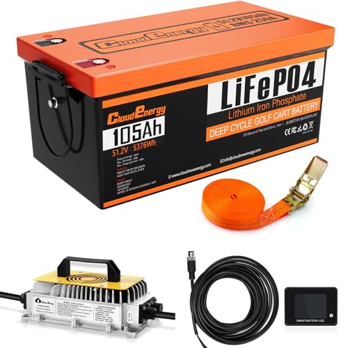 Cloudenergy 48v51.2v 105ah Lifepo4 Lithium Golf Cart Battery Built-in 250a Bm...