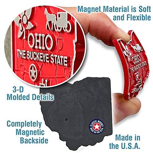 Imán decorativo de estado Ohio, tamaño pequeño, 3D de goma miniatura 3