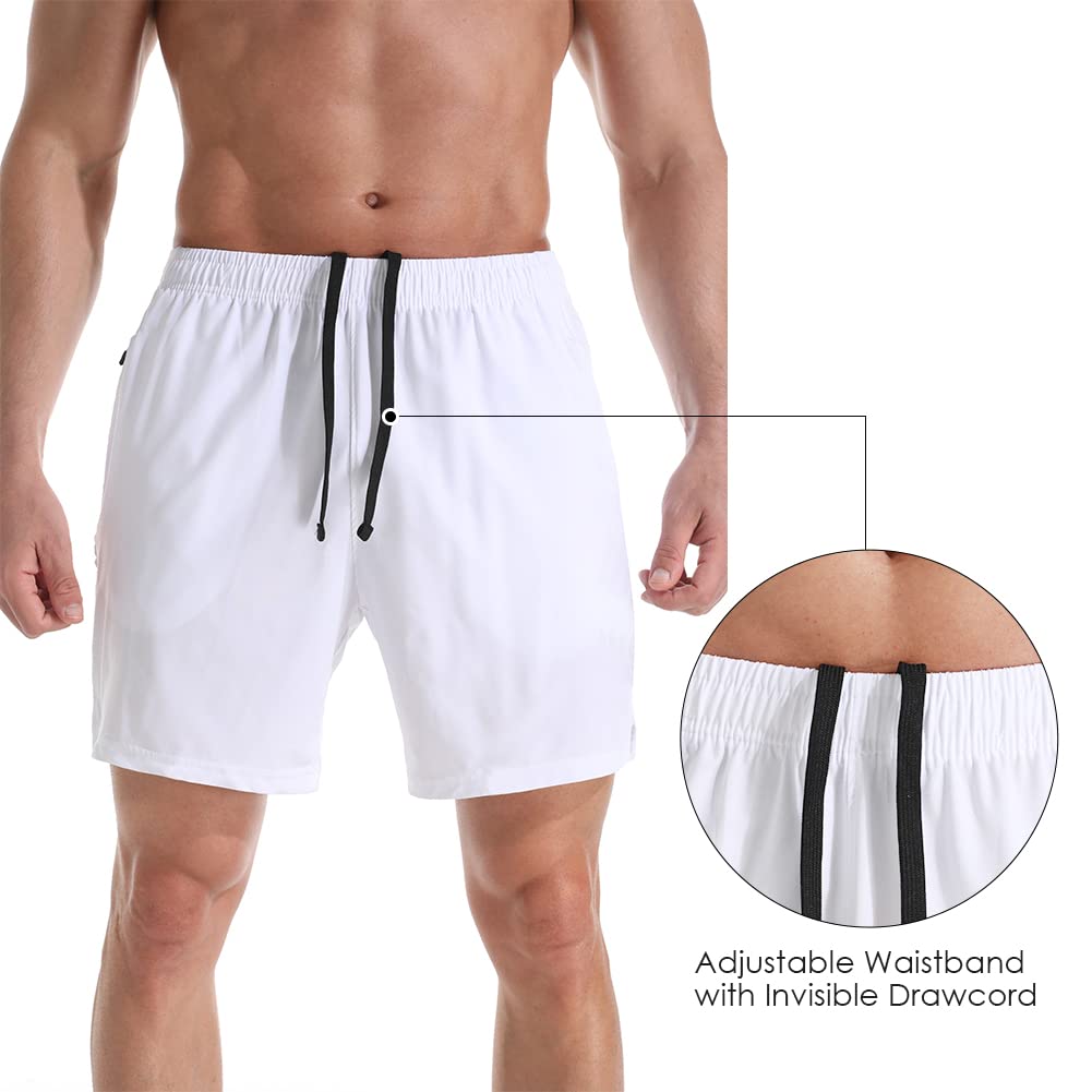 Pantalones cortos deportivos para correr para hombre, ligeros, de secado rápido, con bolsillos con cremallera