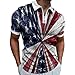Generic Camicia da Uomo Casual con Risvolto con Zip a Maniche Corte Stampata Independence Day Giacca Fumetti