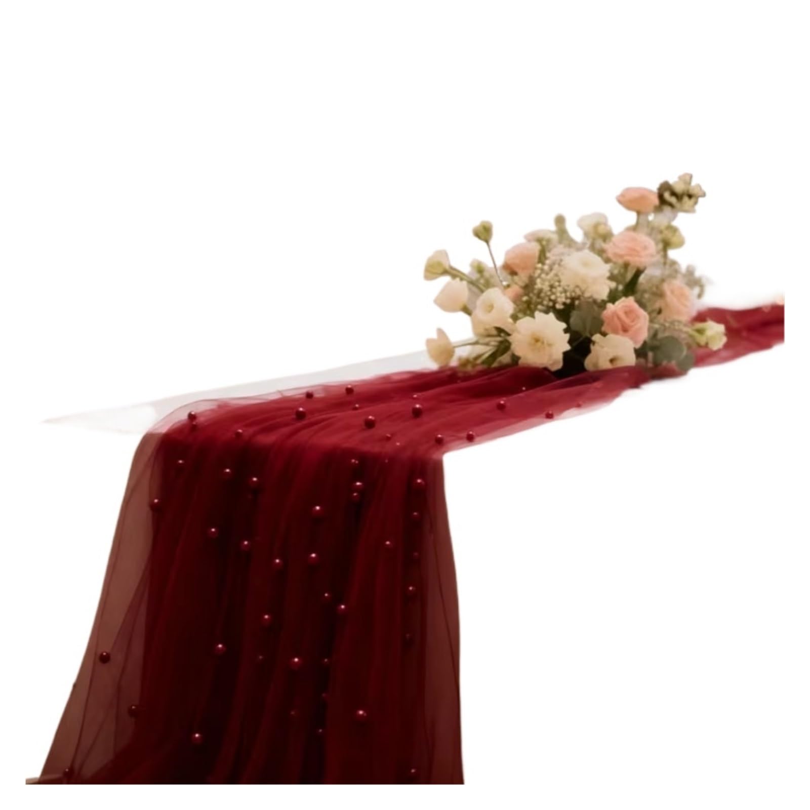 Chiffon Table Runner Table Runner Pearl Chiffon Semi-Transparent Gauze Tablecloth Party(Color 4,L)