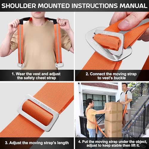 Jipimon BYD03-CHENG Moving Straps, 2-Person Lifting And Moving System Reflective Lifting Straps thumb #5