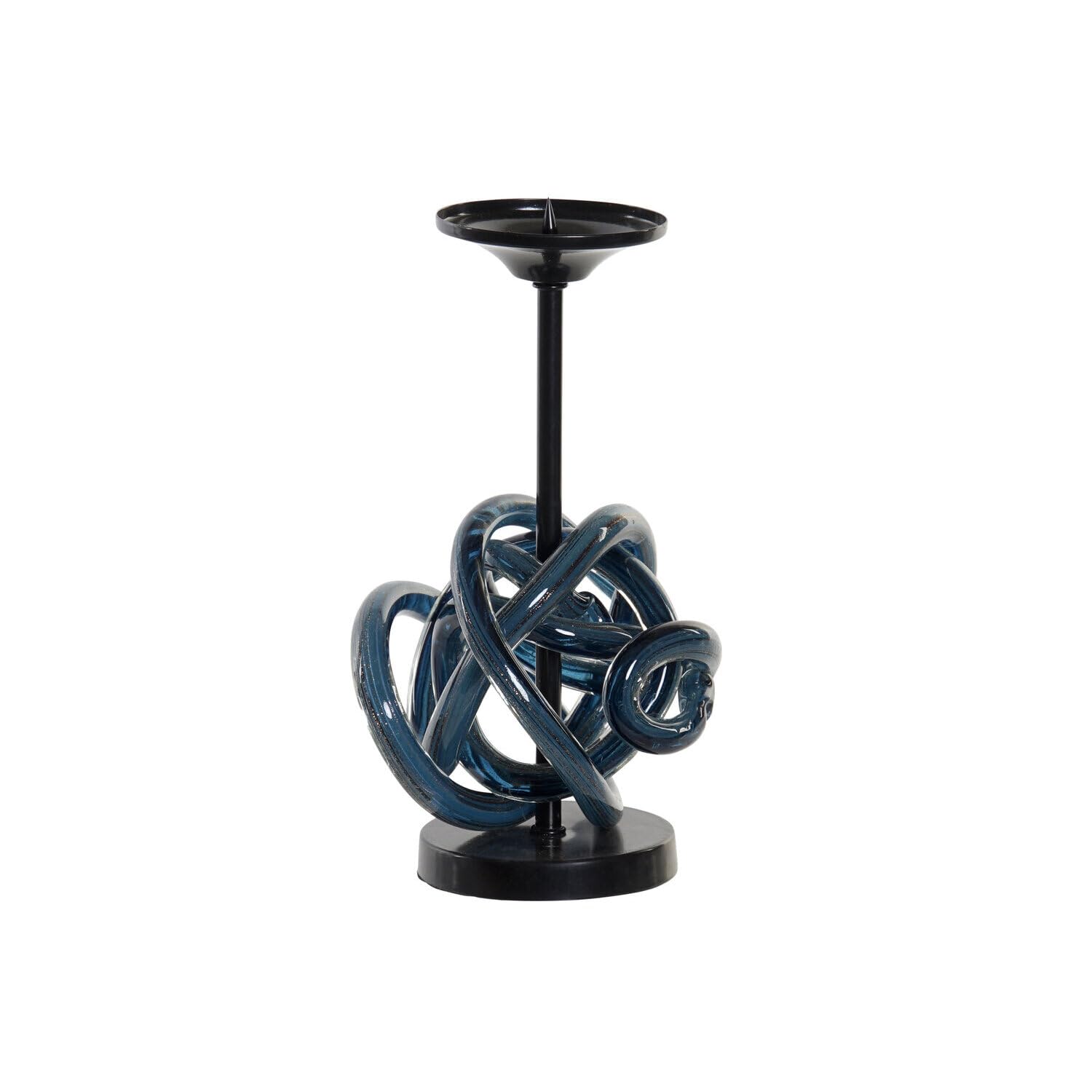 Portavela cristal anti-oscillation grand bougeoir boule bleu
