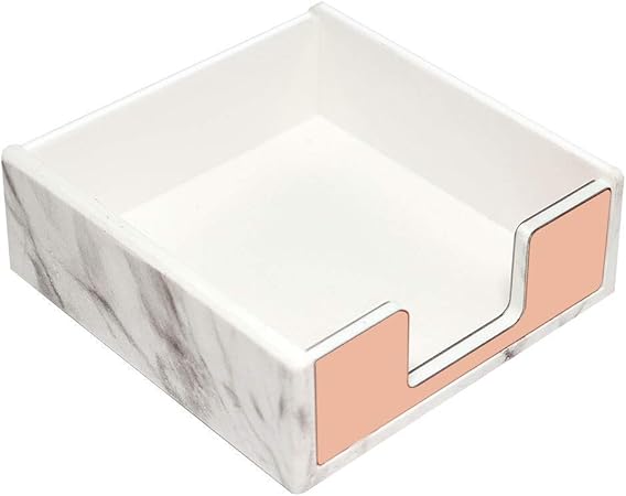 Amazon モダン大理石テクスチャローズゴールド付箋ホルダー ワークスペースアクリルノートパッド ペーパーキューブトレイ オフィスデスク装飾 学生ギフト 状差し メモホルダー 文房具 オフィス用品