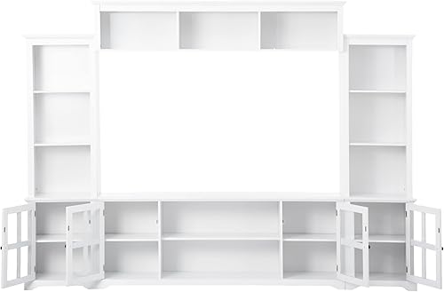 Miniatura 121 de Merax Moderno soporte de TV con patas de metal, asas doradas, líneas geométricas y estantes ajustables para televisores de hasta 80 pulgadas, mesa