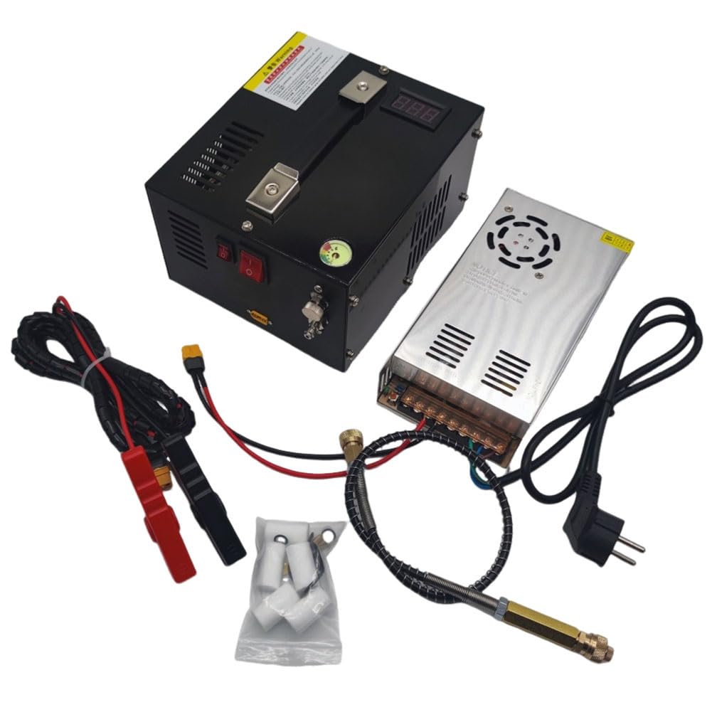 QUTBAG PCP Air Compressor, 4500 PSI/300 BAR Pressure Pointer Auto-Stop PCP Air Rifle Compressor, 30 MPA High-Pressure Electric Air Pump for Airgun Paintball Fighting and Diving A