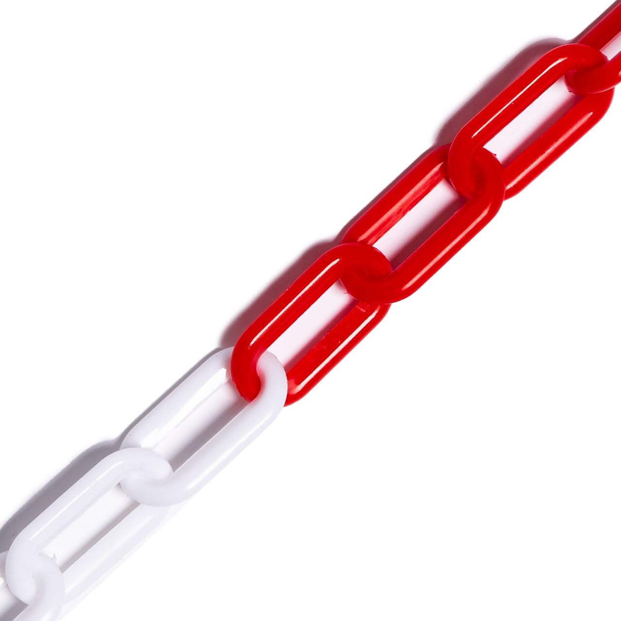 Nws White & Red 5M/25M Plastic Chain Barrier – 6Mm/8Mm Thickness | 8X Vibrant Colours (6Mm, 25M, )