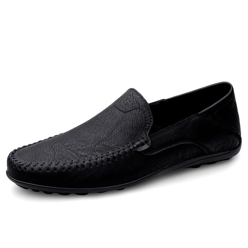 Mens Loafers Solid Color Vegan Leather Manual Stitching Flat Heel Comfortable Lightweight Fashion Slip On2