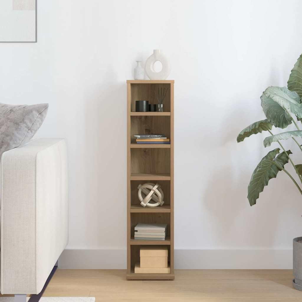 Artisan-Roble - Estantería para CD, 21 x 20 x 88 cm, material de madera con espacio abierto para CD, DVD, vinilo, cómoda y versátil