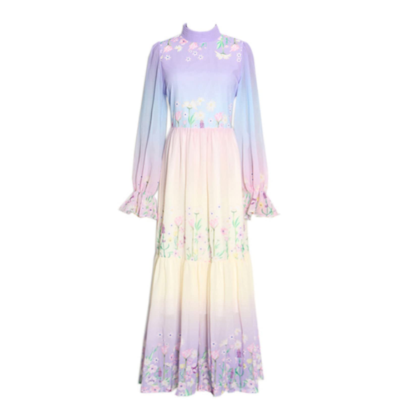 di Alta qualità Floreale Viola Designer Moda Maxi Vestito da Partito Lungo sul Retro Fiocco Decor Largo Vestidos Plus