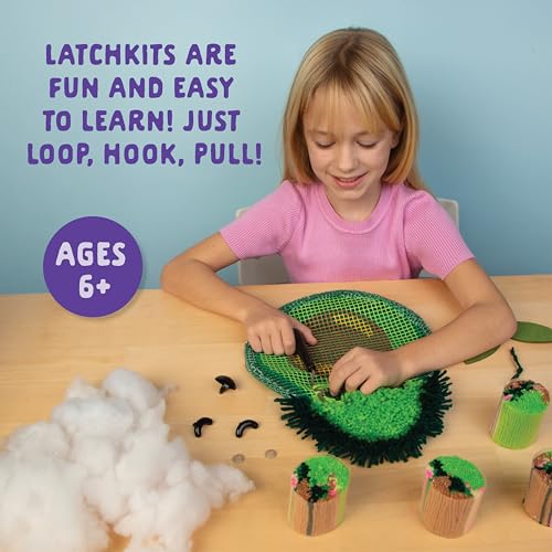 Image of LatchKits Avocado Pillow - Latch Hook Kits for Kids, Arts and Crafts, Yarn Art, Kids Crafts, Toys for Girls, Birthday Gift for Girls, Easy to Follow Pattern, Hook Included, Craft Kits, Ages 6+