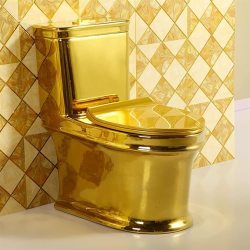 Inodoro de una pieza forma diamante, moderno, silencioso con descarga dual sifónica, altura universal para baño en casa u hotel, E-305mm miniatura 1