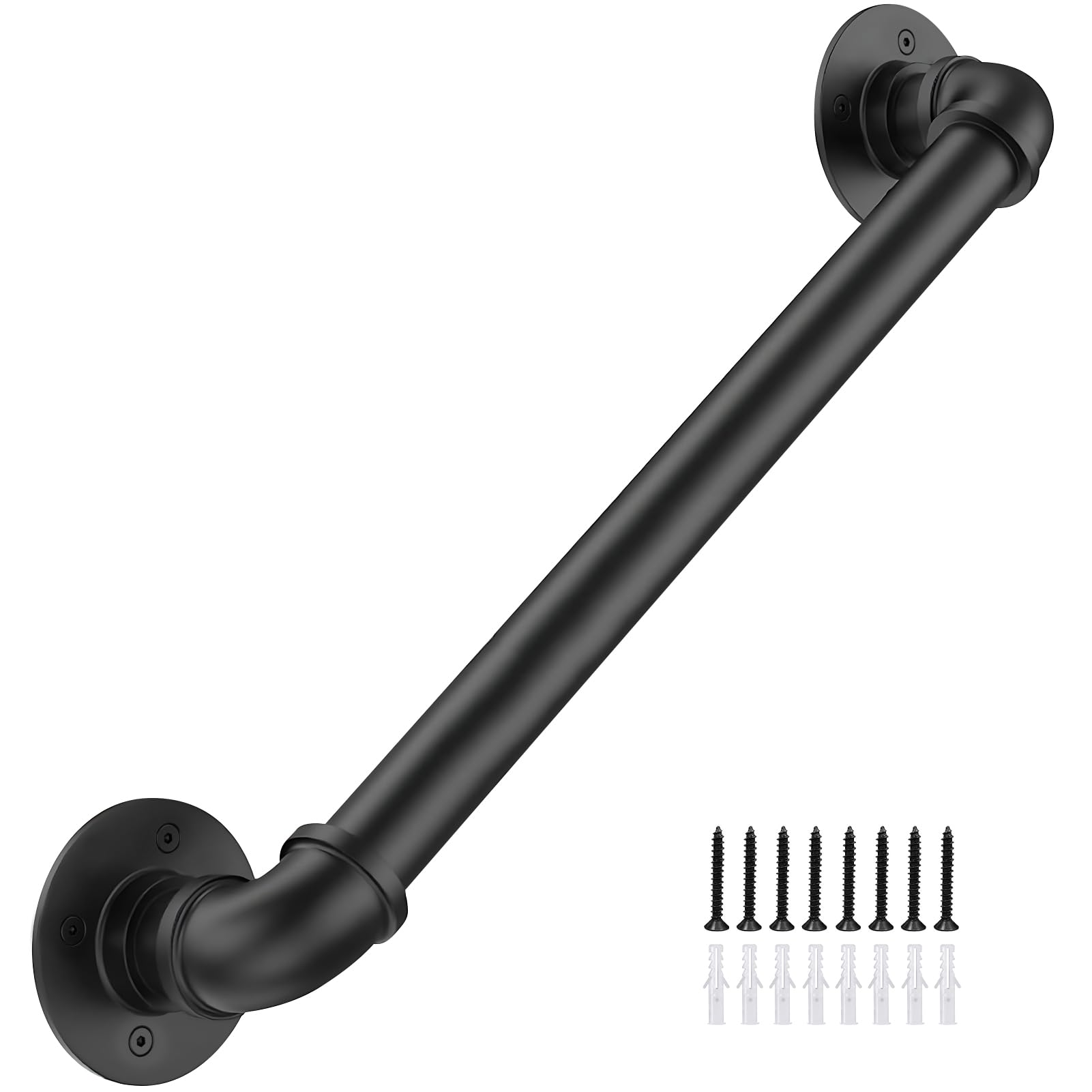 INCIKITI Industrial Staircase Handrail Metal Wall Handrail, Industrial Galvanized Stee Pipe Stair Railing Wall Mount Support for Indoor Vintage Pipe Bar Foot Rail Non-Slip Grab Bar for Steps(4ft)