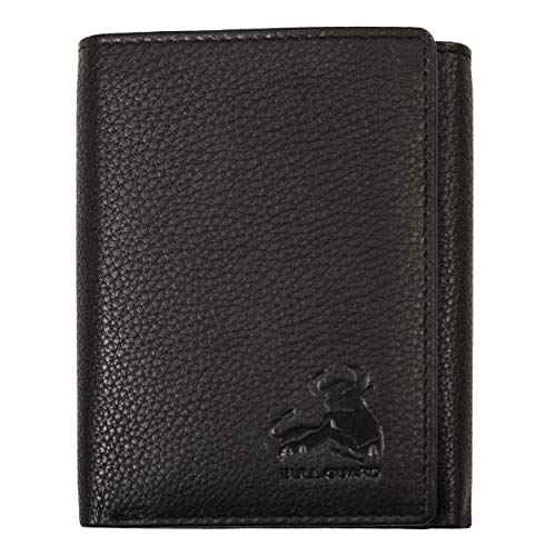 Image of BULL GUARD RFID Genuine Leather Trifold Wallets for Men ID Window, Secret Pocket, Mountain Black - Pebble Stone Black, 3.25 x 4.25 x 0.75 inches, Rfid Wallet