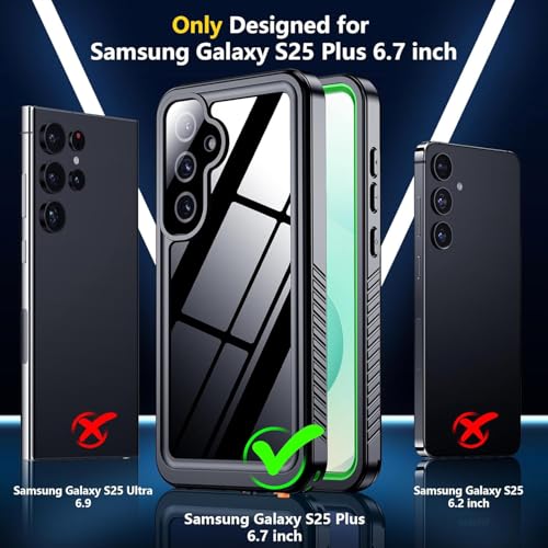 SPIDERCASE for Samsung Galaxy S25 Plus Case Waterproof,Built-in Screen & Camera Lens Protector[IP68 Underwater] [Military Grade Shockproof] Phone Case,Green/Clear - image 2