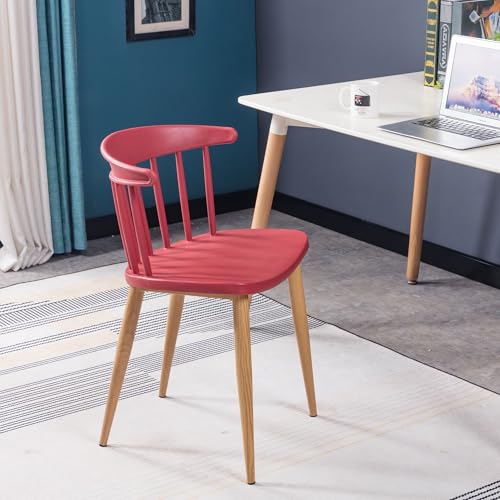Image of Finch Fox Scandinavian Stylish & Modern Furniture Plastic Living Room Dining Chairs for Cafeteria Seating, Side, Kitchen, Restaurants, Hotels in Red Color (Set of 4)