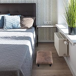 Small foot stool ottoman with stable wood legs upholstered footstool padded foot rest step stool for high beds seat chair couch sofa patio bedroom living room office 59 h shallow brown  urban country home decor