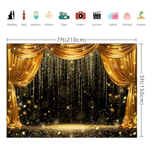 Fondo Fotográfico Negro y Dorado 7x5ft Para Eventos miniatura 2
