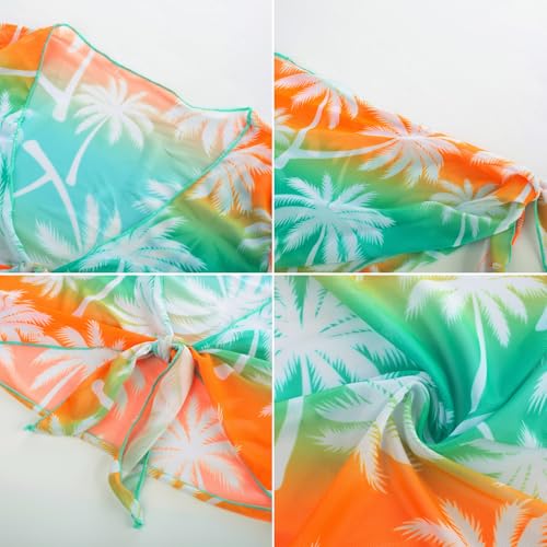 Image of GRACE KARIN Girls Bathing Suit Adjustable Taniki Swimsuit Tie Front 4 Piece Bikini Set with Kimono Cover Up 6-14