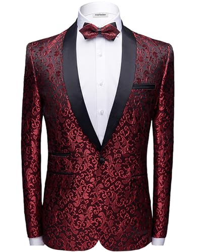 Blazer for Men Casual Slim fit Paisley Sport Coat Jacket Regular Tuxedo Floral for Wedding Party Prom