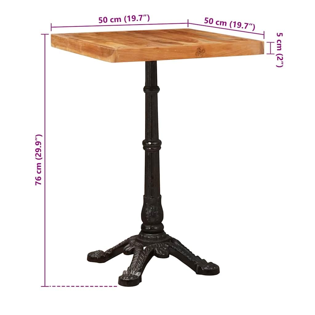 Tavolo da bistrò, 50 x 50 x 76 cm, in legno di acacia massiccio, marrone