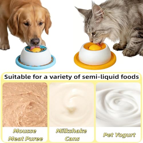 Hundelickspielzeug, 2Pcs Lick Bowl Für Hunde,Langsame Feeder Dog Bowls, Schleckball Hund, Schleckball Hund Leckt Futternapf mit Integrierter Drehkugel Für Gelangweilte Welpen Katzen Futterausgabe