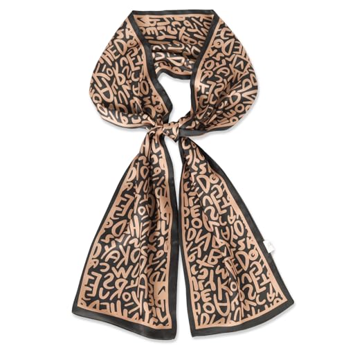 EXTREE Satin Scarf Mulberry Silk Printed Head Wrap Hair Band 7"" x 59"" A036