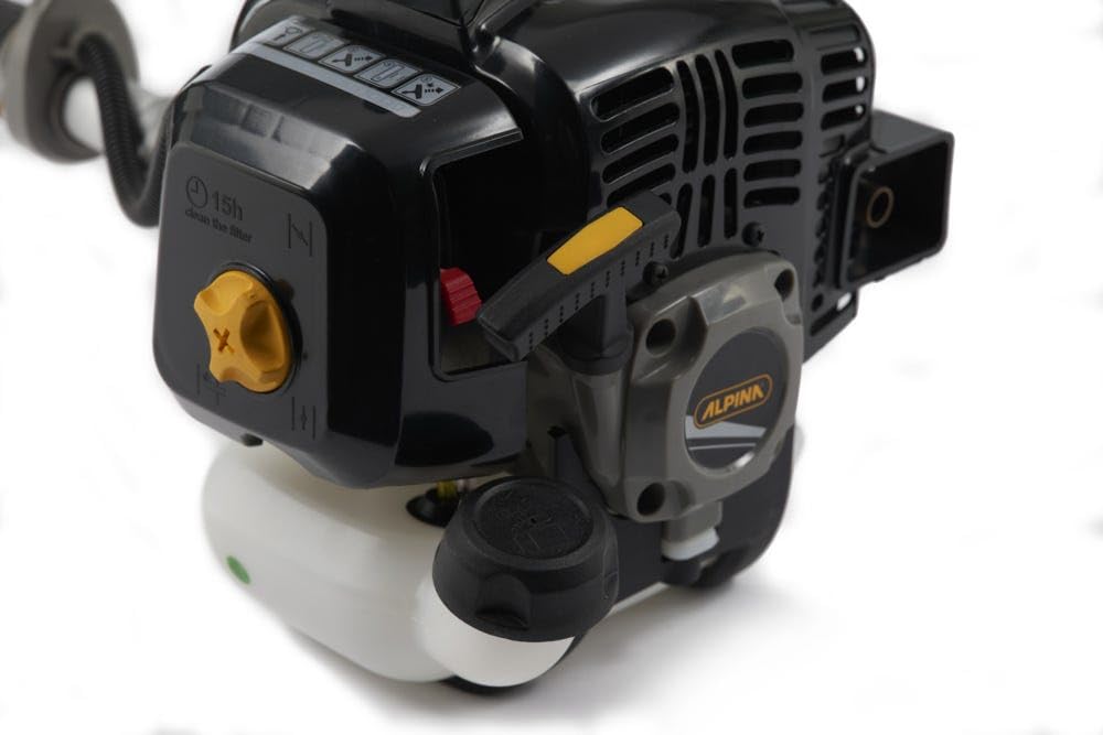 Alpina Desbrozadora de Gasolina ABR 26J, Motor Dos Tiempos de 25,4 CC, 700 W, Ancho de Corte 43 cm, Cabezal de Doble línea de Nailon y Cuchilla de 3 Dientes, Correa incluida
