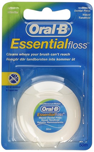 Oral B Braun Essential Floss: Waxed Dental Floss 50m Mint (Pack of 2)