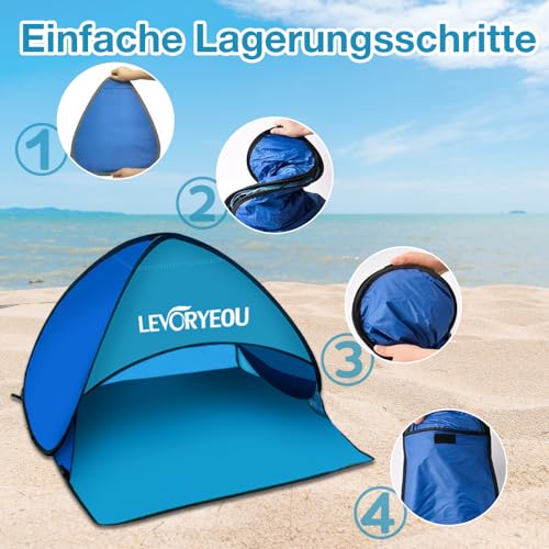 Killogood Strandmuschel Tragbares Kleine Sonnenschutz Strand Pop Up Strandzelt UV Schutz für Strand Hof Familienpicknick, Blau