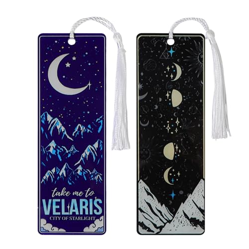 2Pcs ACOTAR Velaris Bookmarks City of Starlight Page Markers Fantasy Themed Page Clips Gifts for Sarah J Maas Fans & Book Lovers (2PCS-ACOTAR)